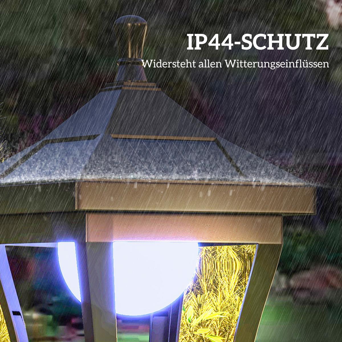 SOLAR-GARTENLATERNE Wasserdicht Schwarz 15/15/127 cm - Schwarz, Kunststoff (15/15/127cm) - Outsunny