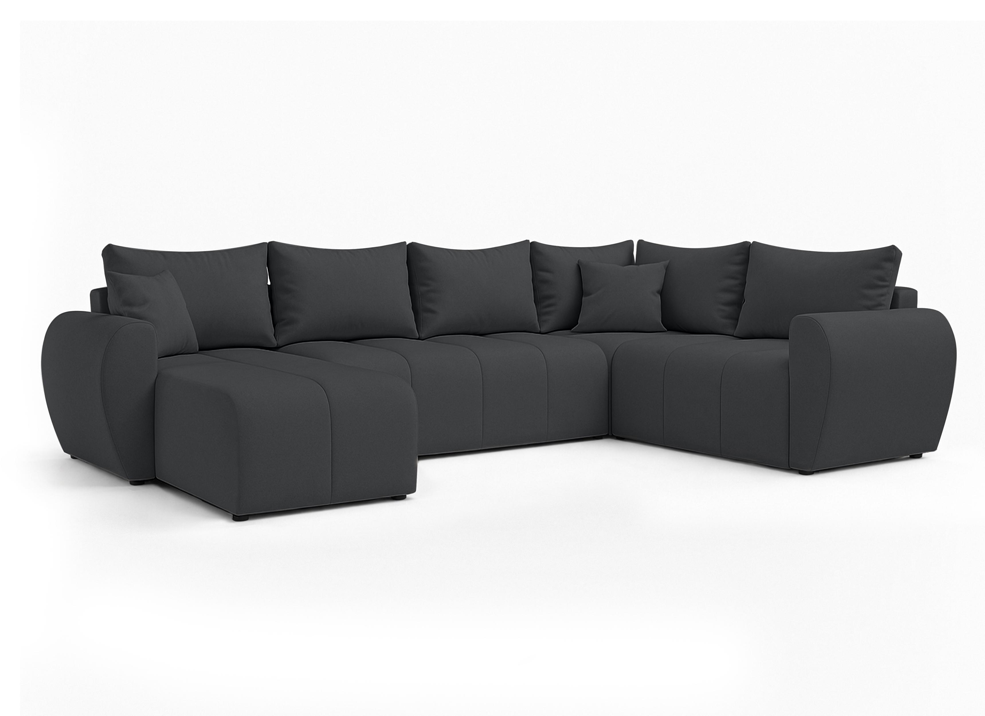 WOHNLANDSCHAFT Malatya U Form MAX Dunkelgrau 311/145/80 cm mit Schlaffunktion - Dunkelgrau/Schwarz, Kunststoff/Textil (208/80/303cm) - AX Living