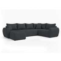 WOHNLANDSCHAFT Malatya U Form MAX Dunkelgrau 311/145/80 cm mit Schlaffunktion - Dunkelgrau/Schwarz, Kunststoff/Textil (208/80/303cm) - AX Living