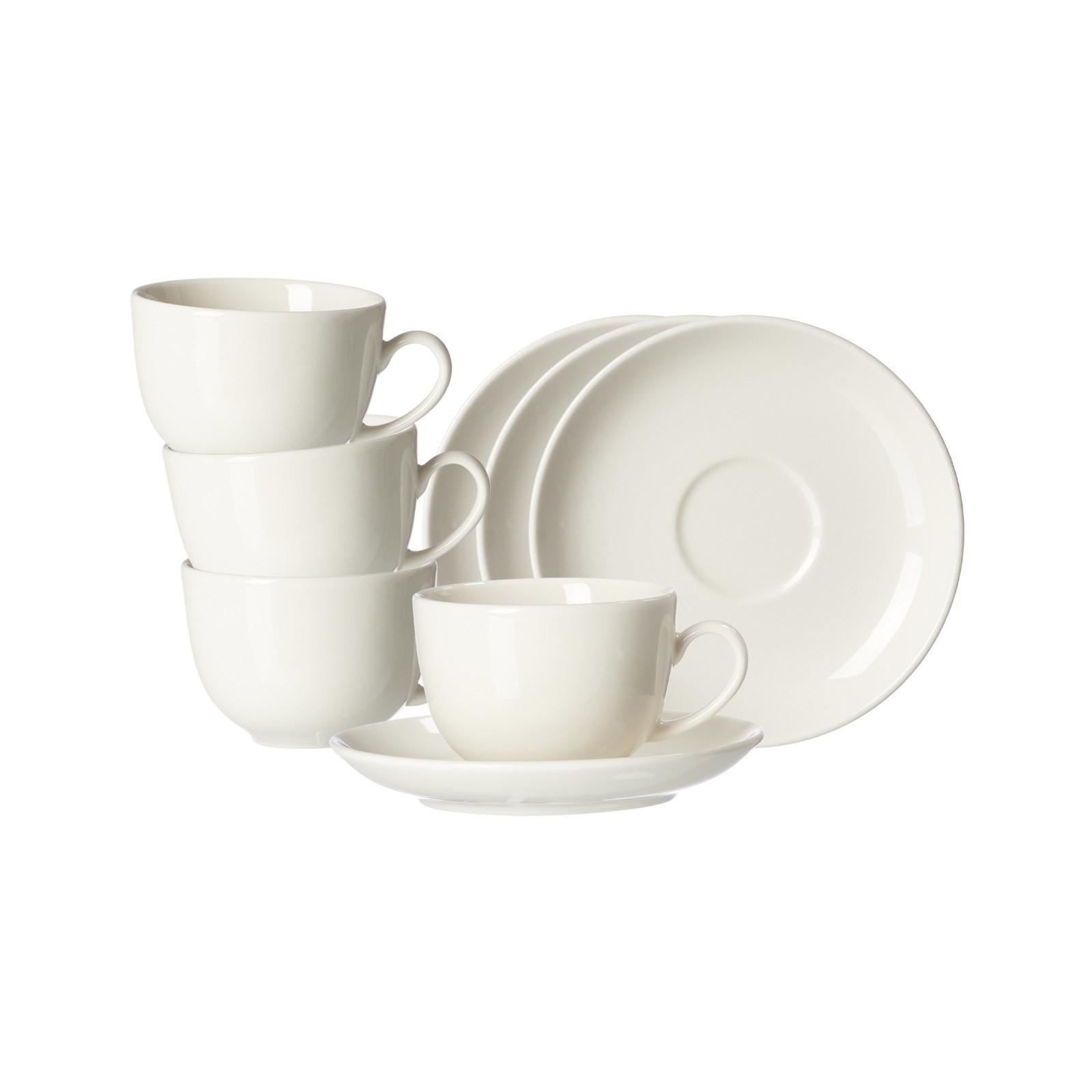 KAFFEETASSEN MIT UNTERTASSEN Casablanca weiß 200 ml 8-tlg. - Weiß, Keramik (2/2/2cm) - Ritzenhoff Breker