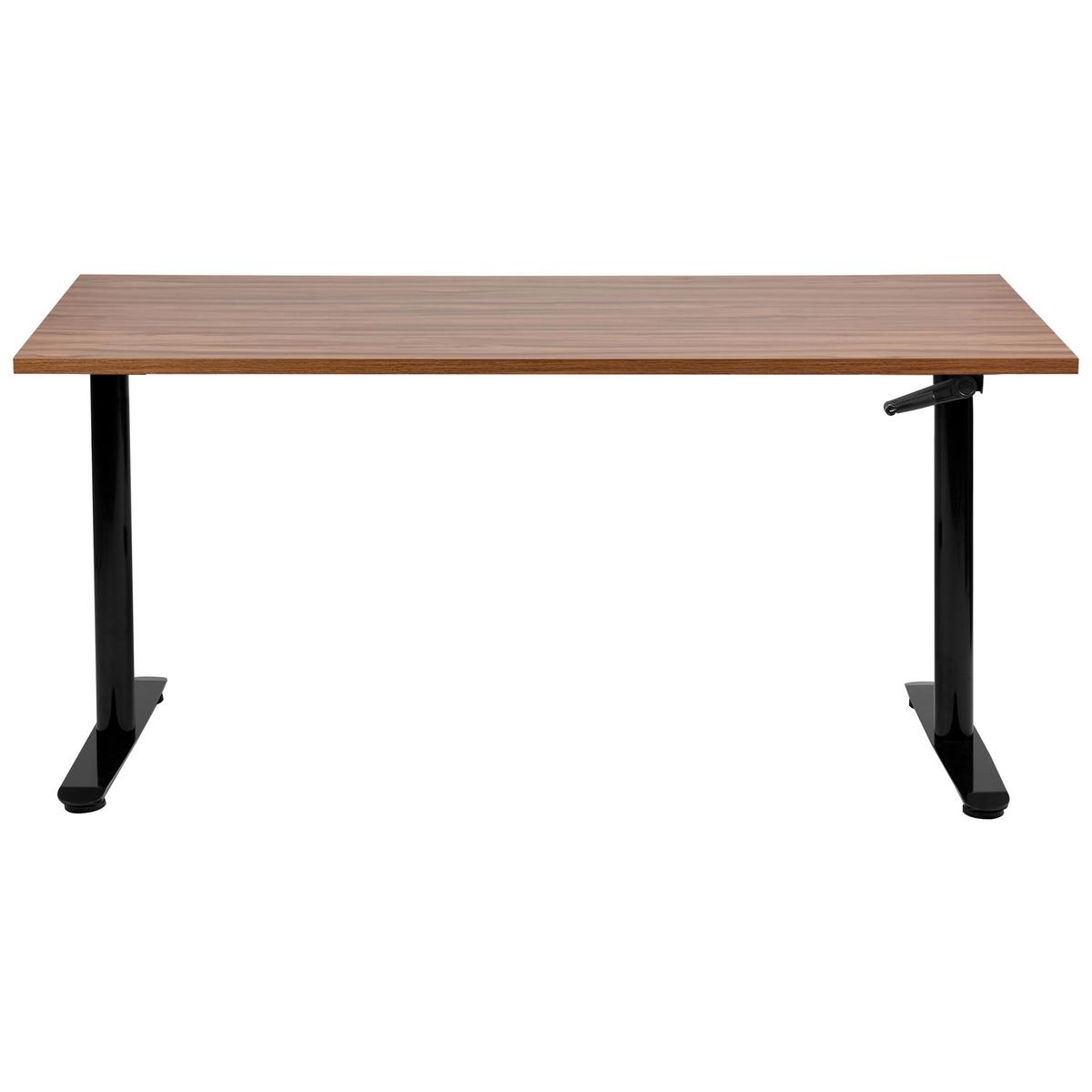 SCHREIBTISCH braunschwarz 160/72 cm manuell höhenverstellbar Destin IV - Dunkelbraun/Schwarz, Holz (160/72/74cm) - Beliani