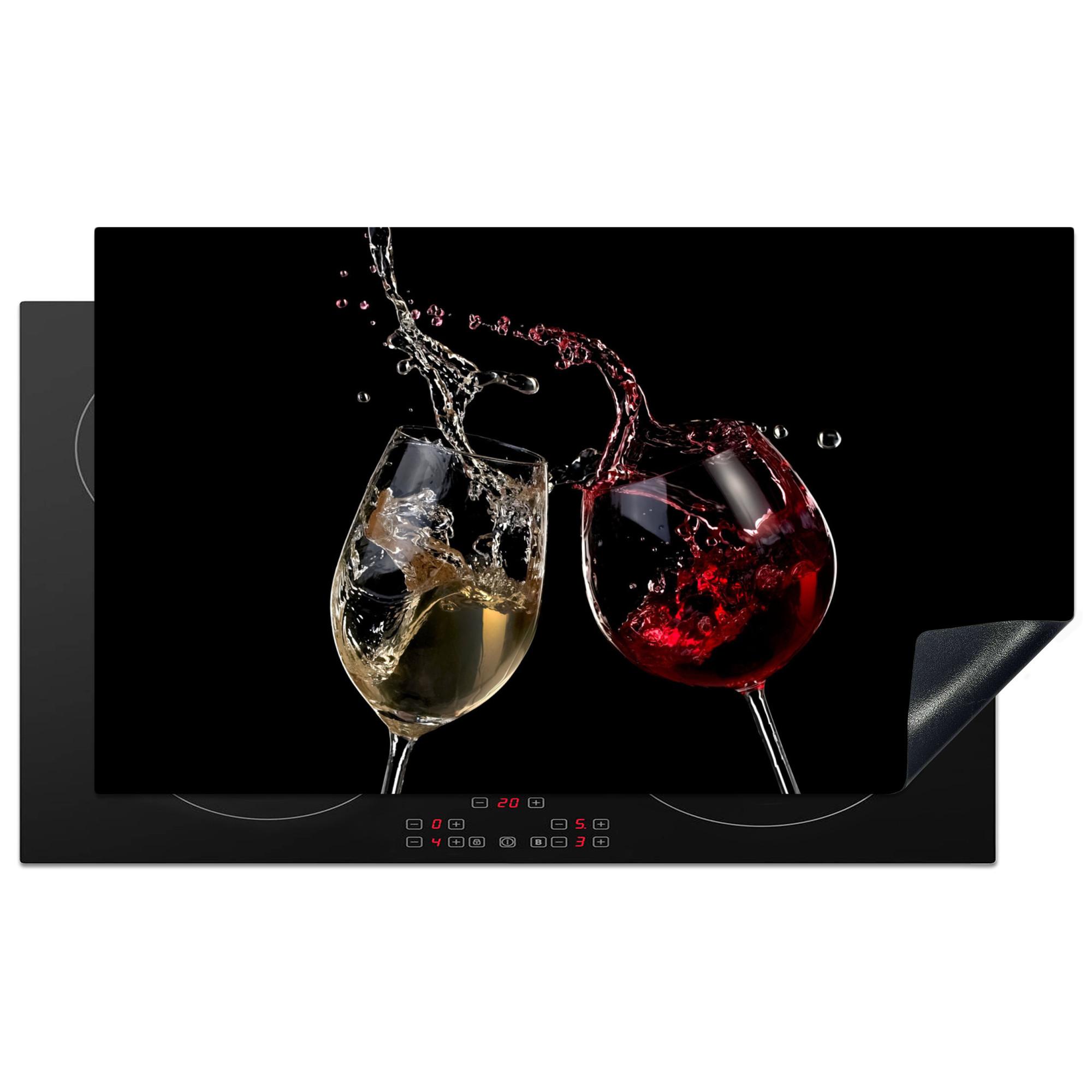 HERDABDECKPLATTE Rotwein - Weißwein - Glas - Schwarz Ceranfeldabdeckung 90x52 cm - Weinrot, Kunststoff (90/52/0.2cm) - MuchoWow