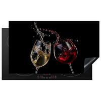 HERDABDECKPLATTE Rotwein - Weißwein - Glas - Schwarz Ceranfeldabdeckung 90x52 cm - Weinrot, Kunststoff (90/52/0.2cm) - MuchoWow