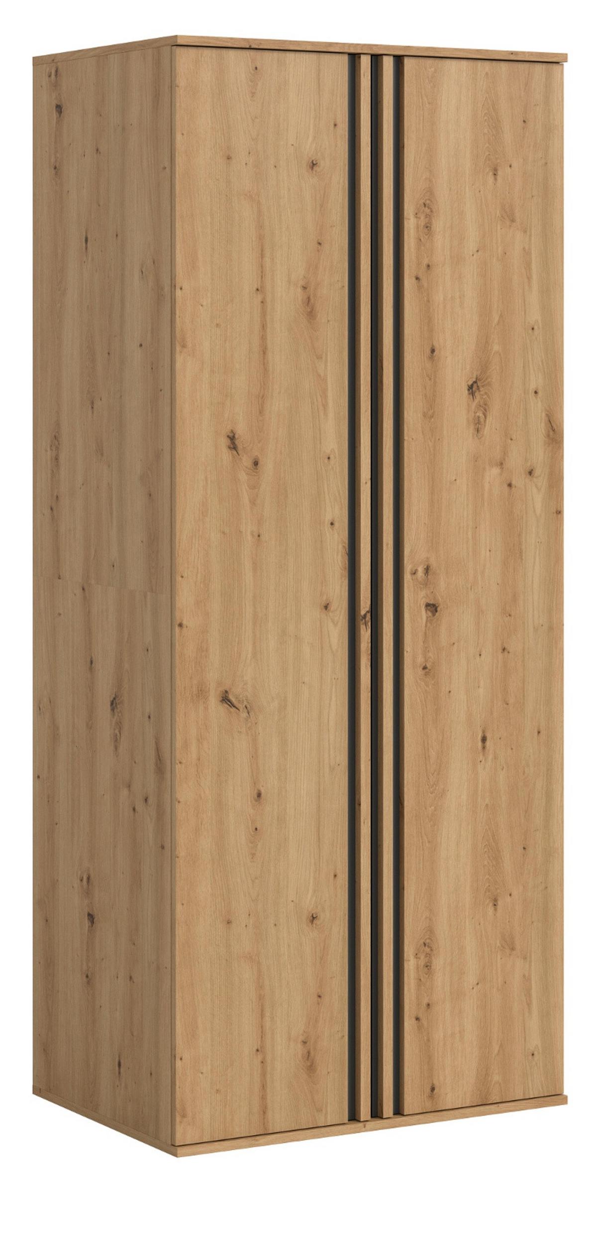 KLEIDERSCHRANK Eiche Artisan, grau 80 x 192 cm, Drehtürenschrank 2-türig - Anthrazit/Eiche Artisan, Holzwerkstoff (80/192/56cm) - Inn.Furn