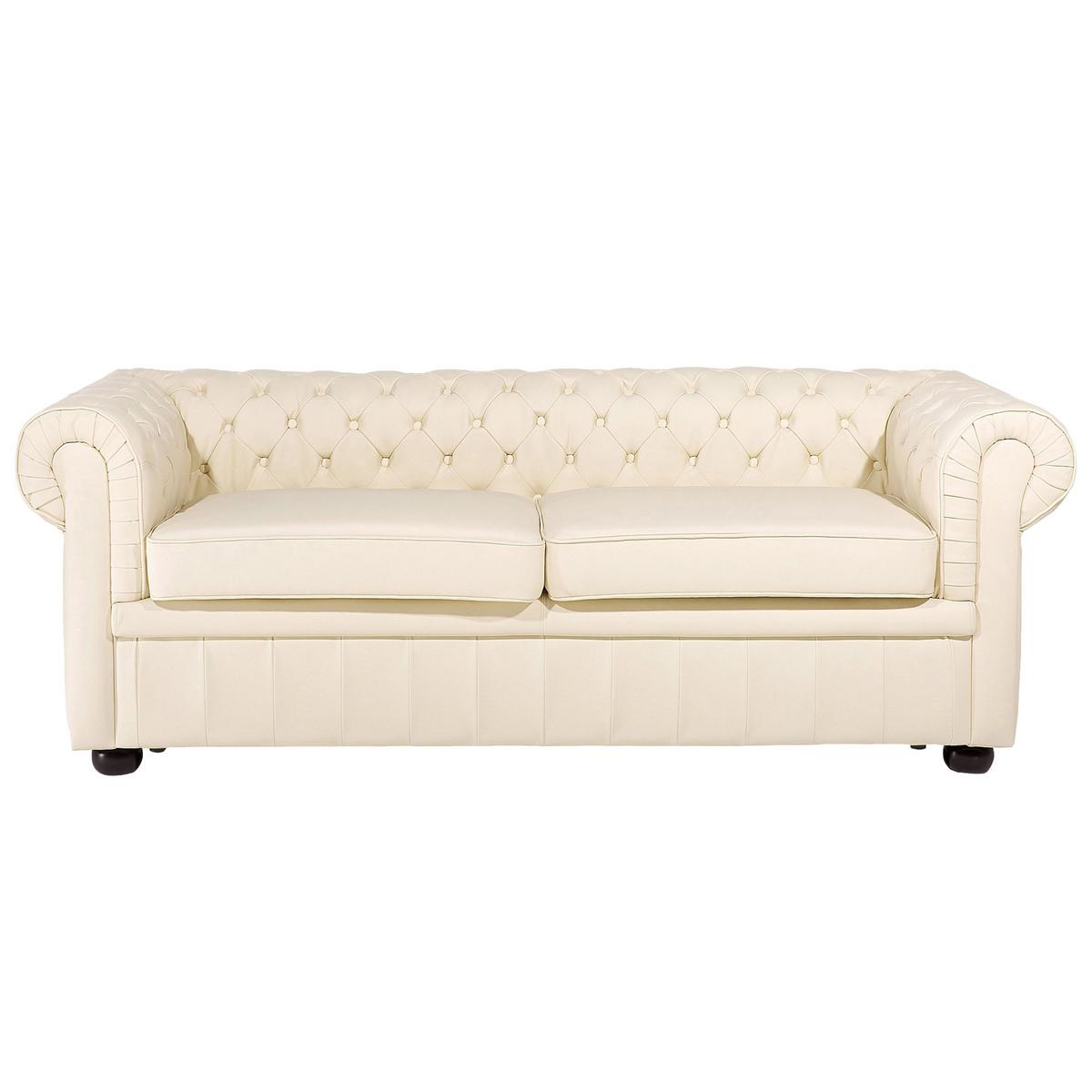 SOFA-SET 4-sitzer Leder Beige Chesterfield - Beige, Leder (195/70/90cm) - Beliani