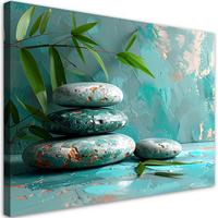 LEINWANDBILD Zen und Orientalisch 90x60cm - Türkis, Textil (90/60cm) - Feeby