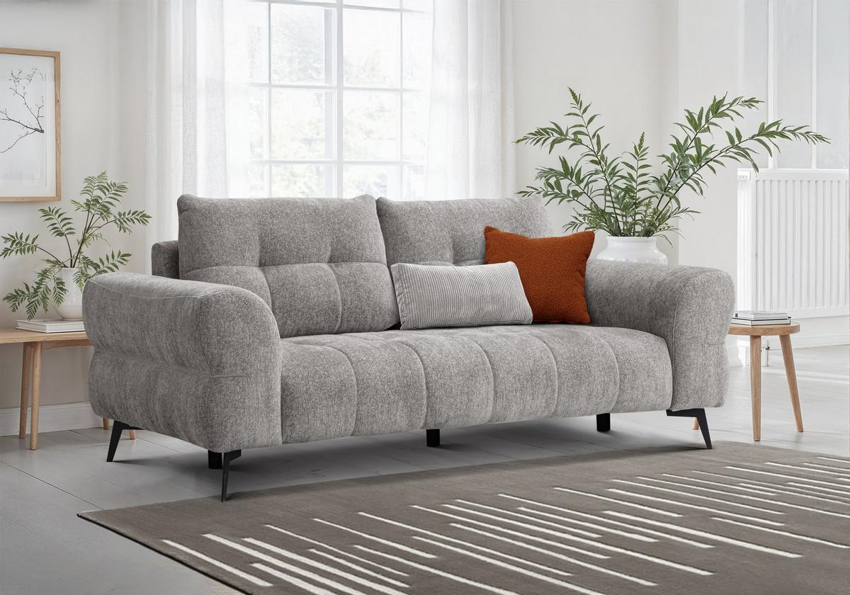SOFA SALVINI 3-Sitzer, platingrau - Grau, Holz/Textil (237/88/99cm) - Wozimo