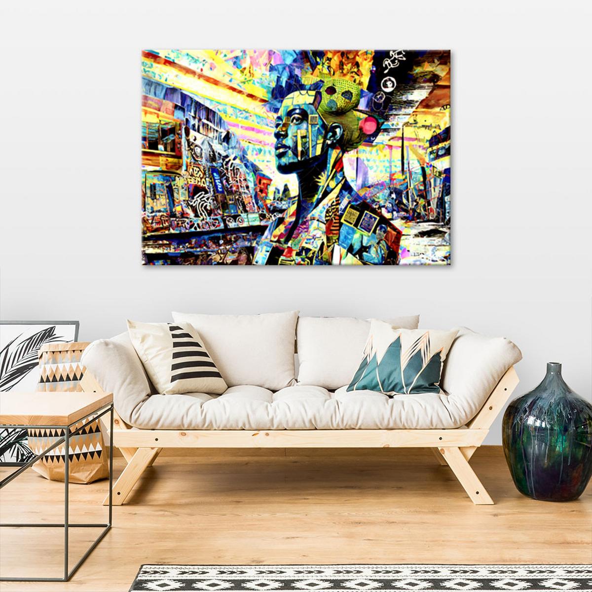 LEINWANDBILD Bunte Frau Abstrakt 120x80cm - Multicolor, Textil (120/80cm) - Feeby