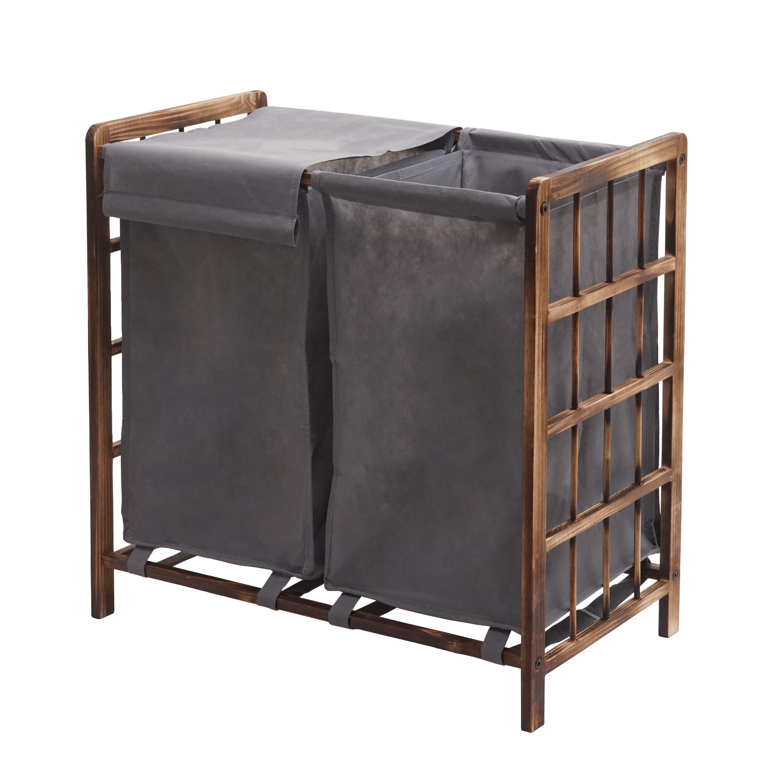 WÄSCHESAMMLER Braun, Grau - Braun/Grau, Holz (60/60/33cm) - MCW