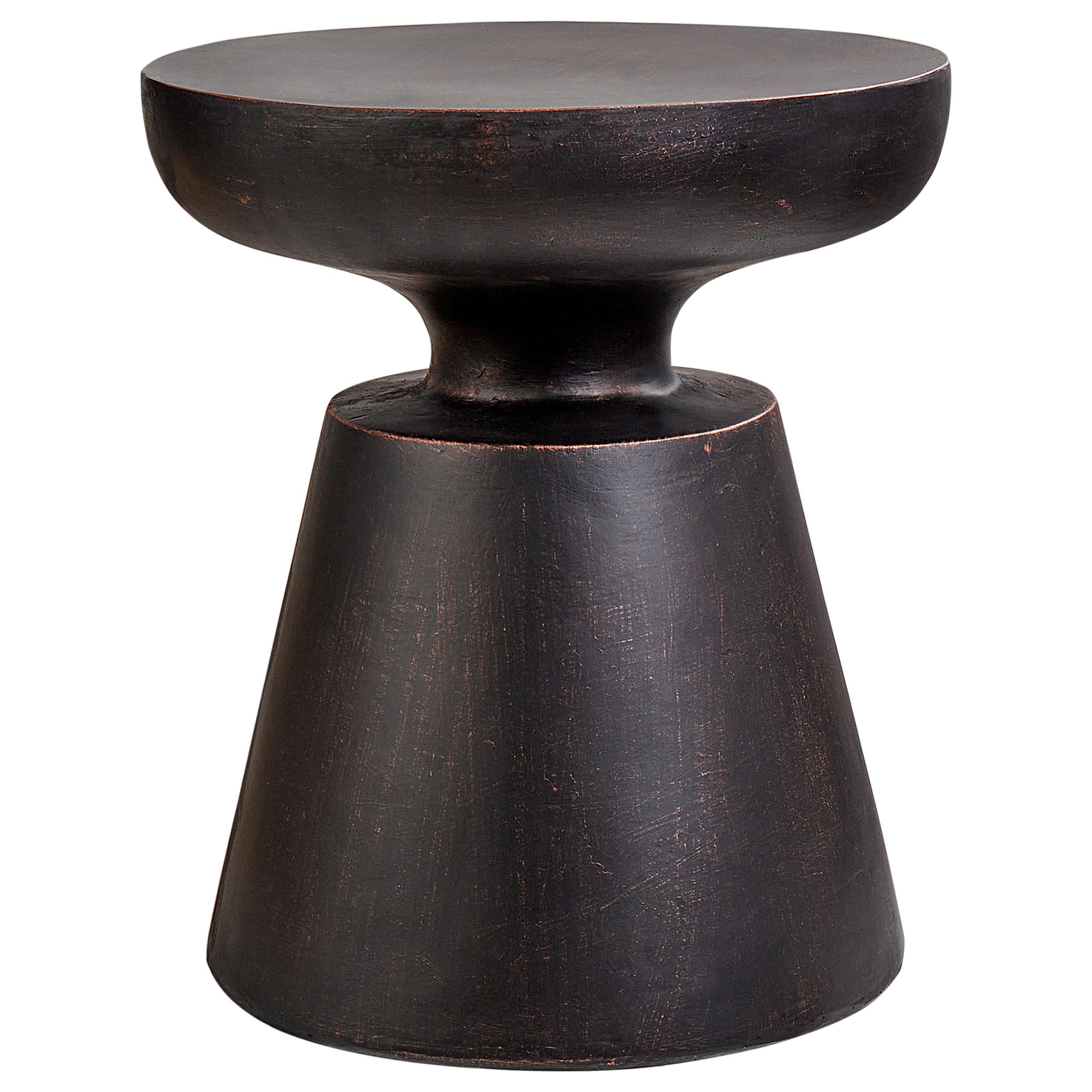 BEISTELLTISCH Beton schwarz rund 45 cm Mincio - Schwarz, Stein (45/45/59cm) - Beliani