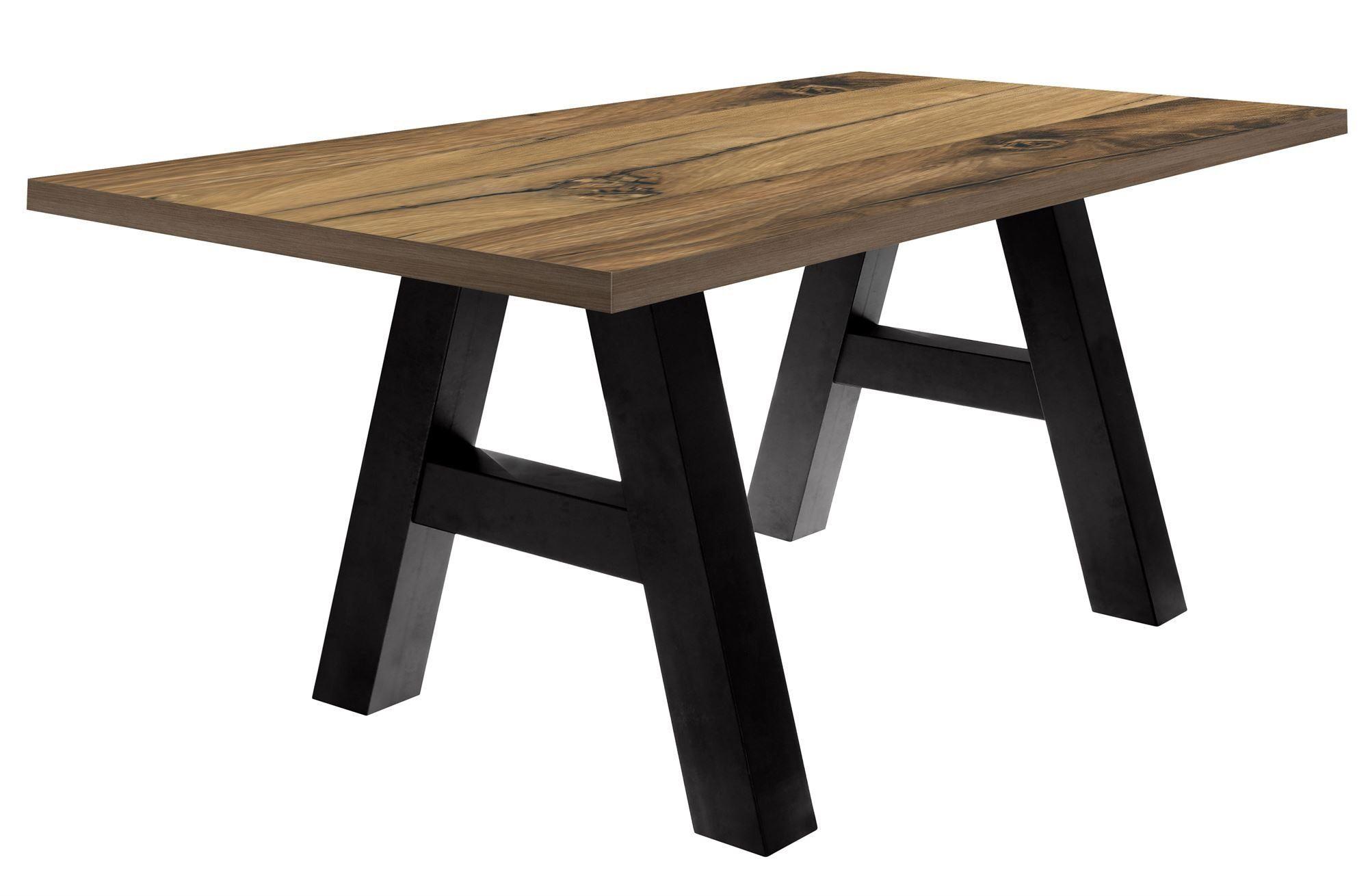 ESSZIMMERTISCH Elia 8 200 x 100 x 75 Esstisch Schwarzstahl/Plankeneiche - Dunkelgrau, Holz (200/100/75cm) - 58aufmkessel