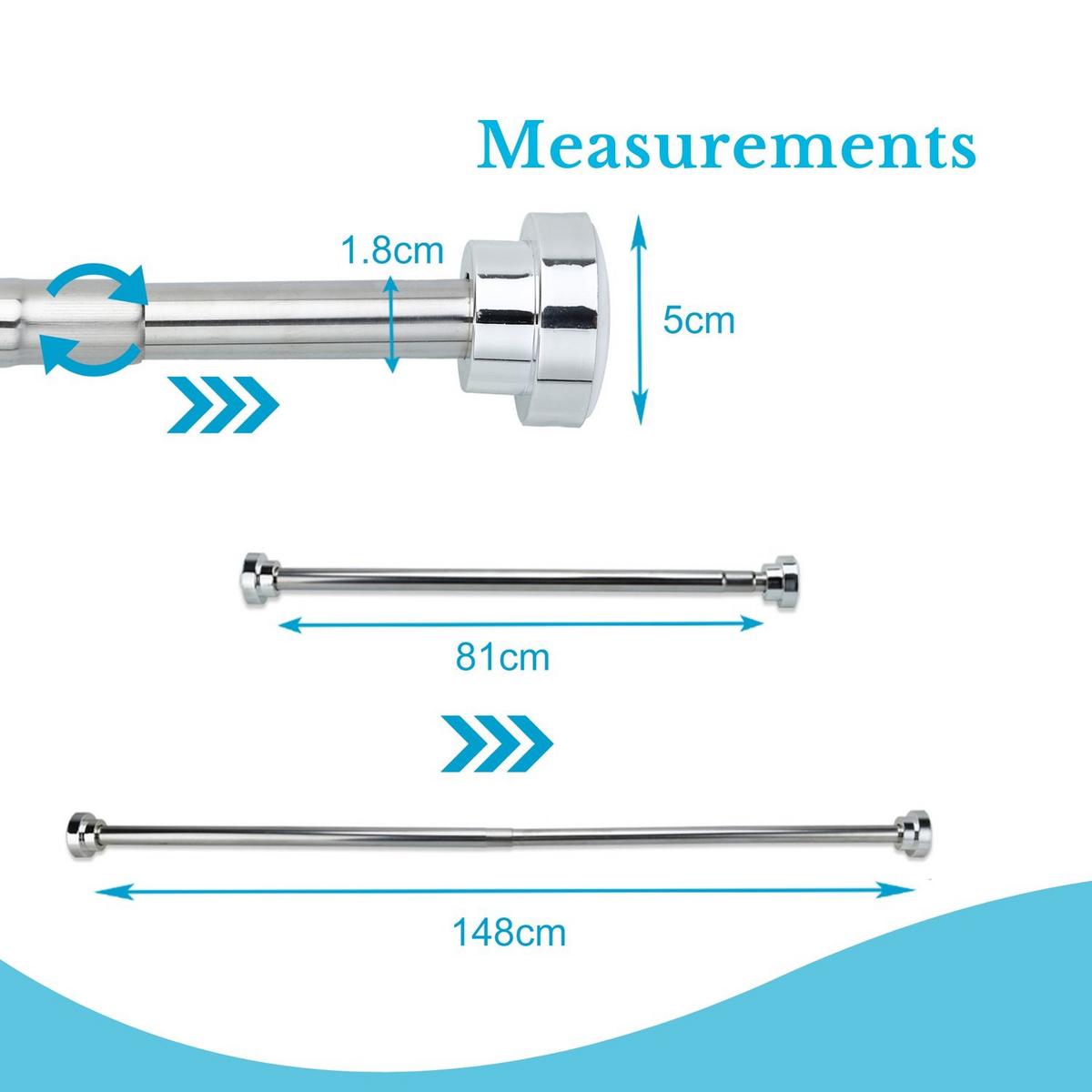 DUSCHVORHANGSTANGE ausziehbar 81 - 148 cm - Silberfarben, Metall (85cm) - Intirilife