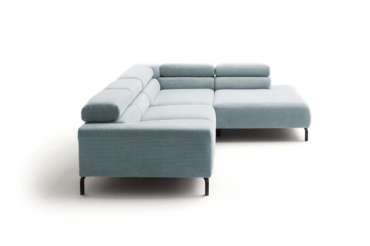 ECKSOFA DELIA Hellblau Cord - Schwarz/Hellblau, Textil/Metall (276/219cm) - KAWOLA