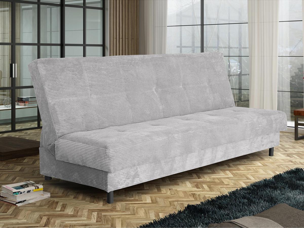 SCHLAFSOFA Enduro XIV Cord - Hellgrau/Schwarz, Holz/Kunststoff (195/90/85cm) - MIRJAN24