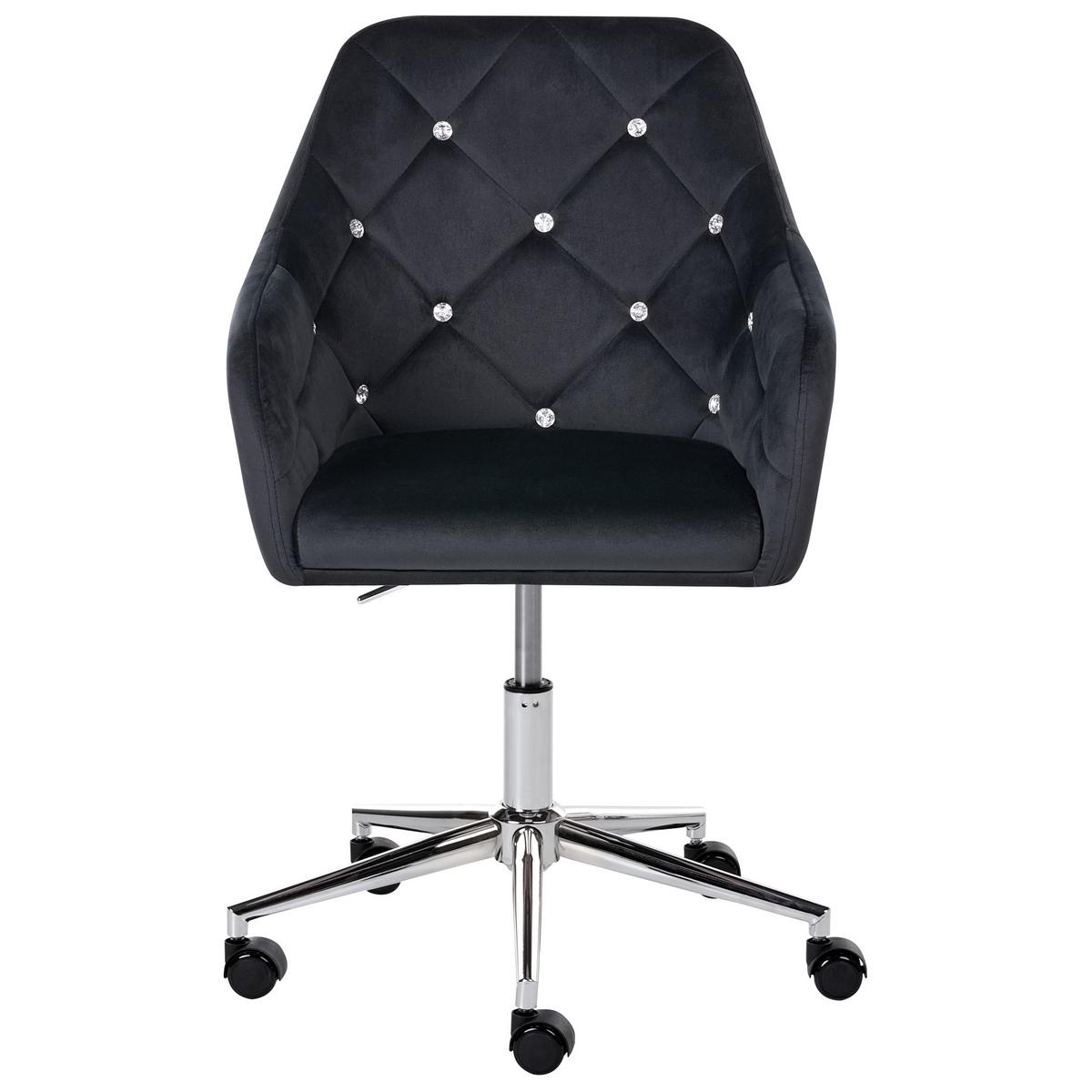 SCHREIBTISCHSTUHL Samtstoff Schwarz Veloria - Schwarz, Textil (60/85/60cm) - Beliani