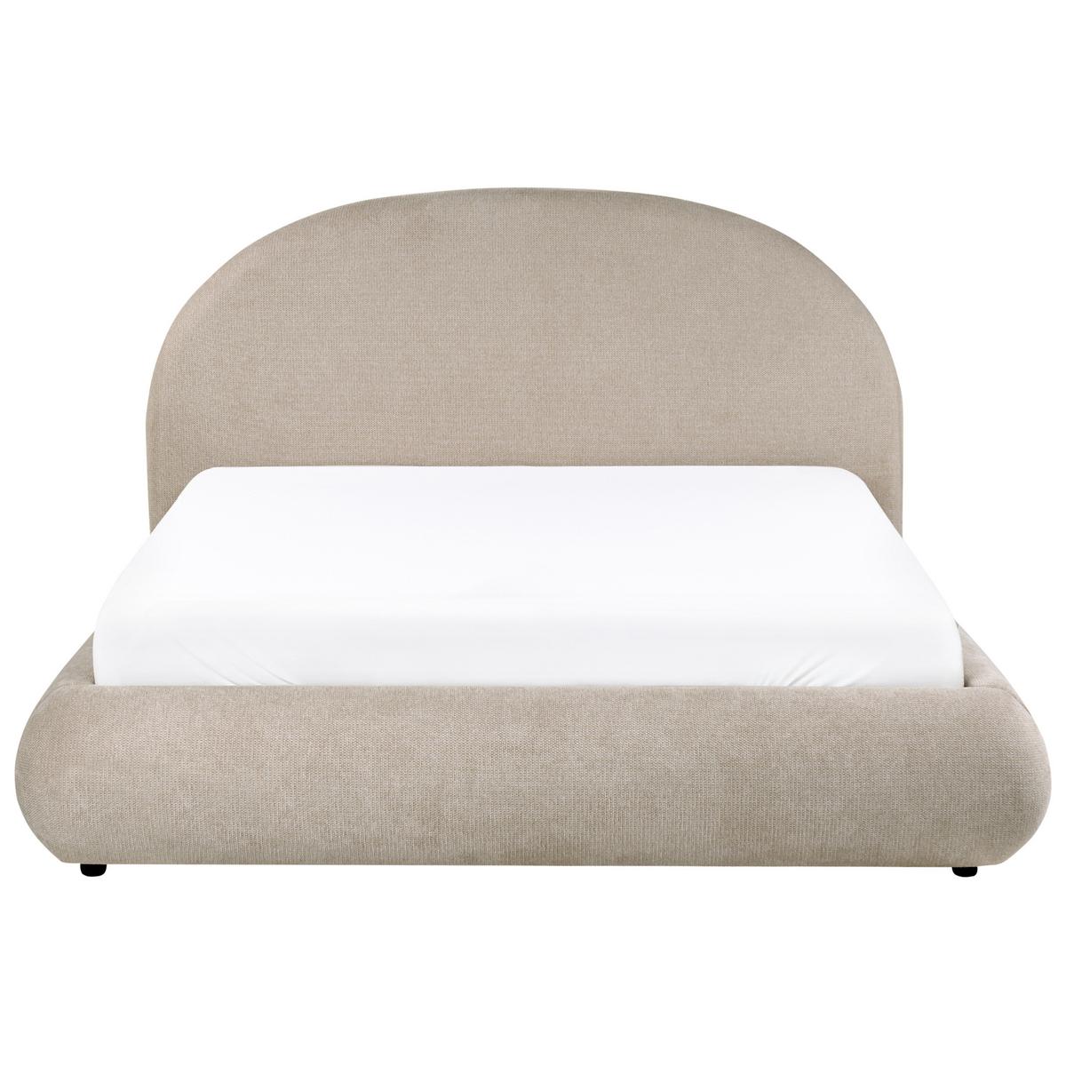 BETT mit Stauraum 160/200 cm Stoff Taupe Grasse - Taupe, Textil (160/200cm) - Beliani