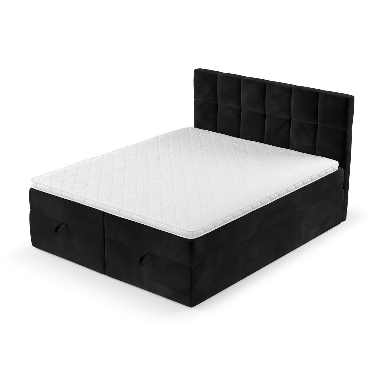 BOXBETT Savio 160/200 cm Schwarz im Kronos Stoff - Schwarz, Holz/Holzwerkstoff (160/200cm) - AltaBeds