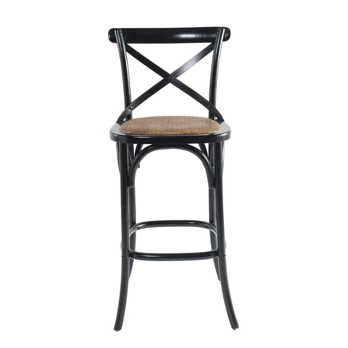 BARHOCKER aus massivholz und wiener geflecht - bistrot 110/50/51 cm - Schwarz, Holz (50/100/53cm) - Signature