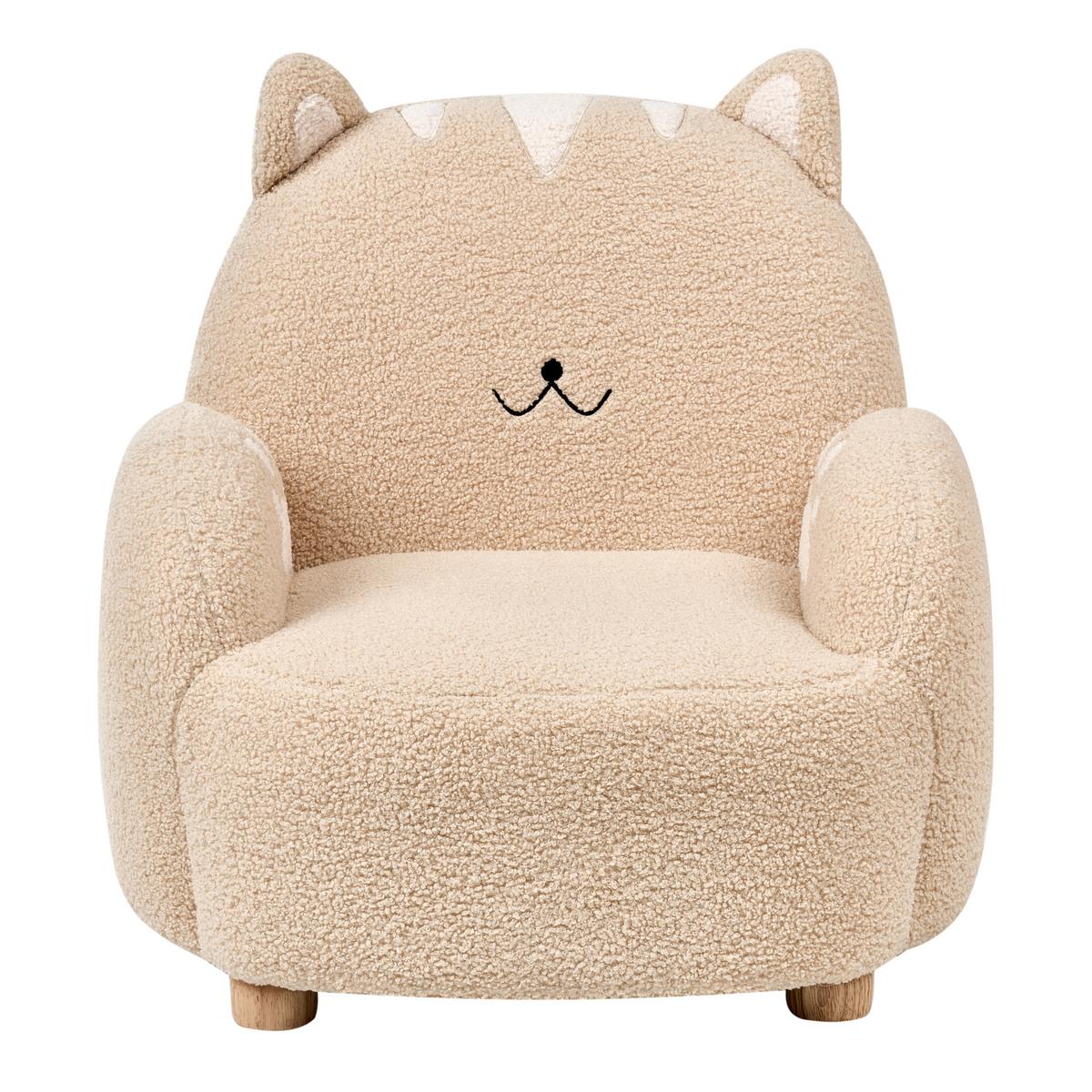 KINDERSESSEL Katze Bouclé Beige Zoar - Beige, Textil (55/59/54cm) - Beliani