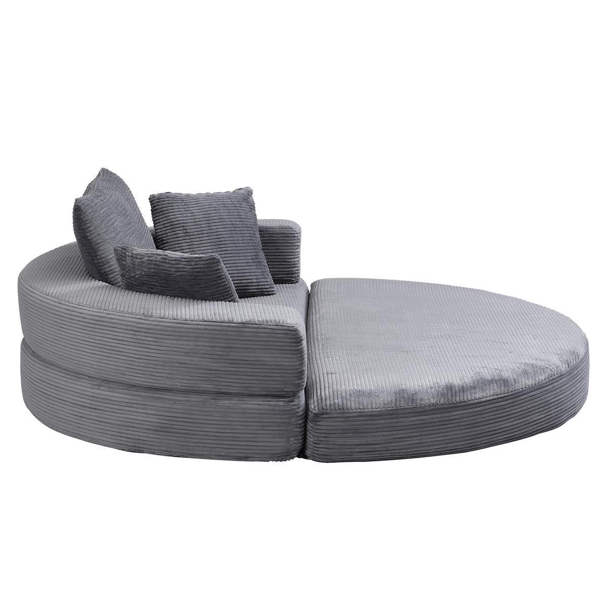 SOFABETT Klappbares Gästebett & Modulares Sofa aus weichem Cord-Stoff - Grau, Textil (173/40/176cm) - Urban Meuble