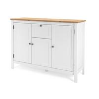 SIDEBOARD weiß, Eiche Artisan Landhaus, 120 x 90 cm, Kommode mit 8 Fächern - Silberfarben/Weiß, Holzwerkstoff/Kunststoff (120/90/40cm) - Furn.Design