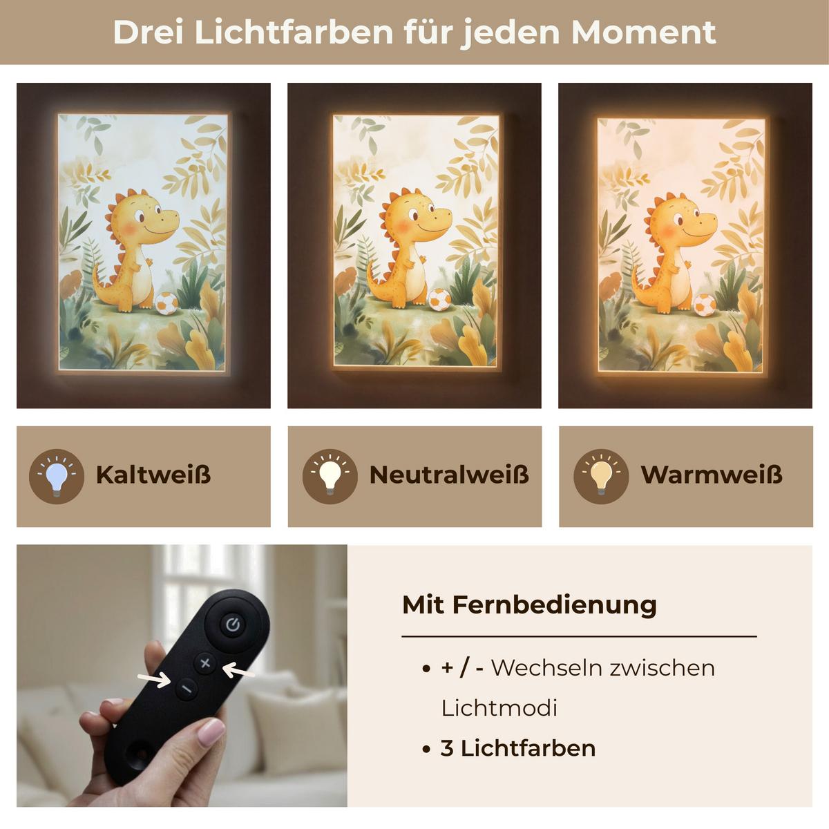 NACHTTISCHLAMPE MIT AKKU Dino - Fußball - Orange 60x90 cm - Beige, Holzwerkstoff (8/60/90cm) - OnlyWow