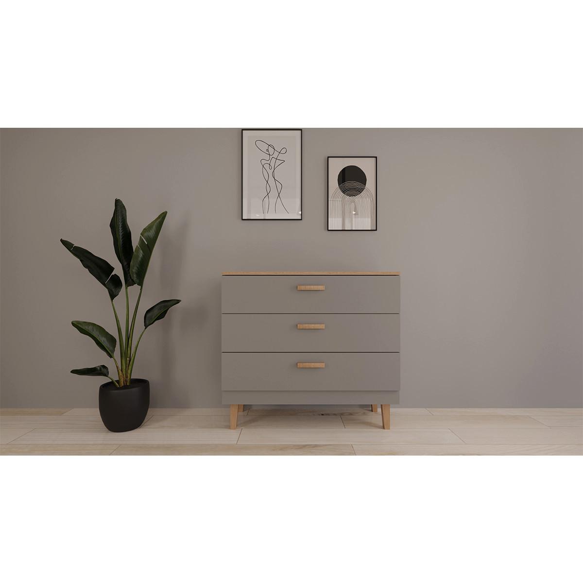 KOMMODE Denver Grau - Grau, Holzwerkstoff (100/90/47cm) - Petits-meubles