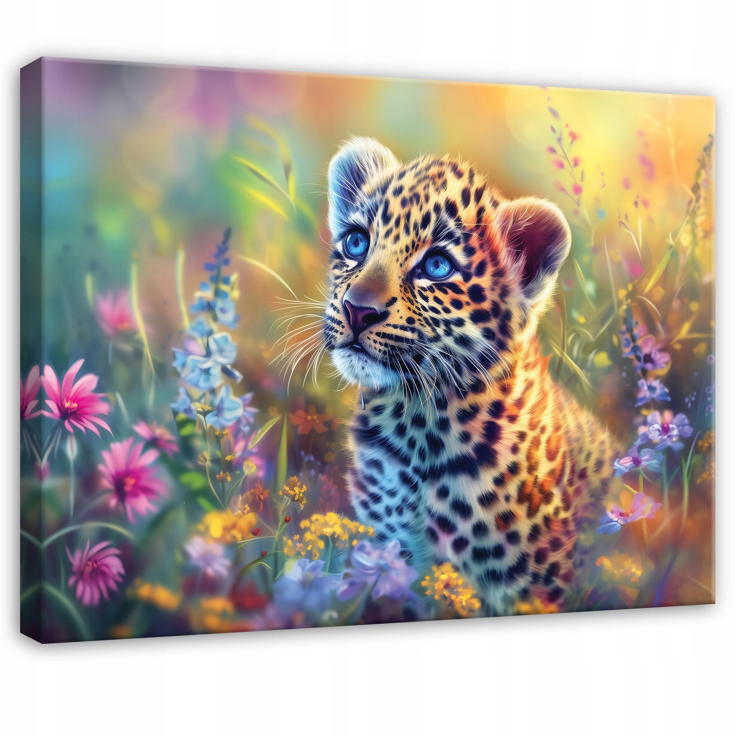 LEINWANDBILD Tiere Panther Bunt 100x70 cm - Multicolor, Holzwerkstoff (100/70cm) - Wallarena