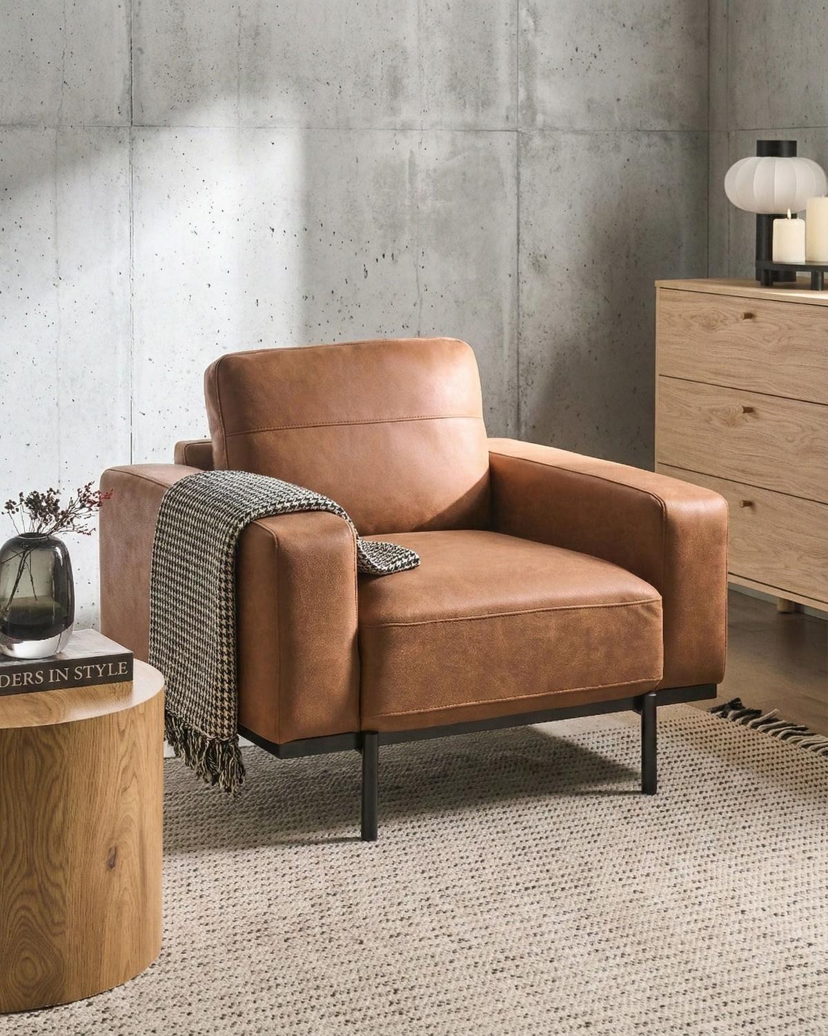 SESSEL Kunstleder Braun Sovik - Braun, Kunststoff/Metall (95/72/87cm) - Beliani