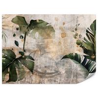 FOTOTAPETE für Schlafzimmer Tropisch Monstera Aquarell Retro 150x105 - Beige/Orange, Papier (150/105cm) - Muralo