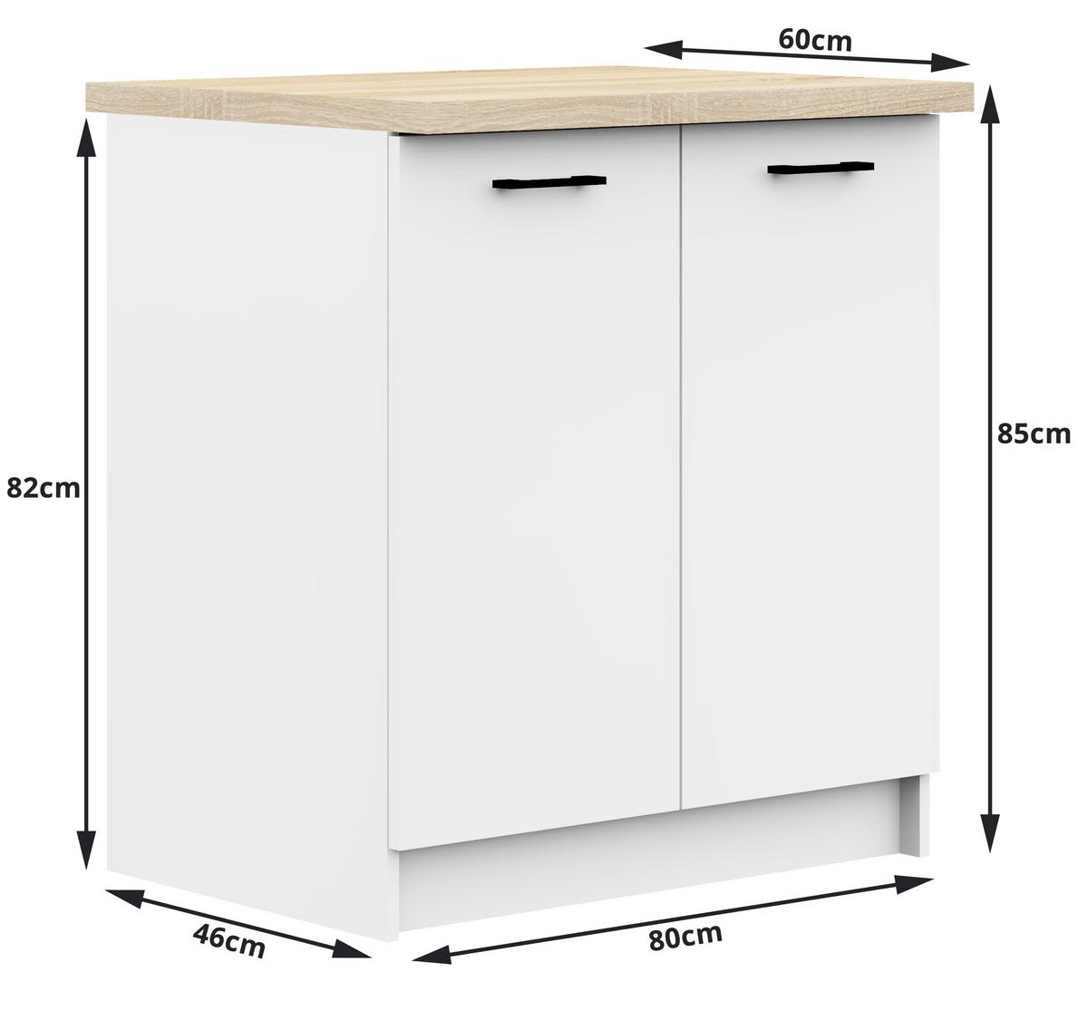 UNTERSCHRANK Weiß 85/80/46 - Weiß, Holzwerkstoff (80/85/46cm) - RAUMHIRSCH FURNITURE