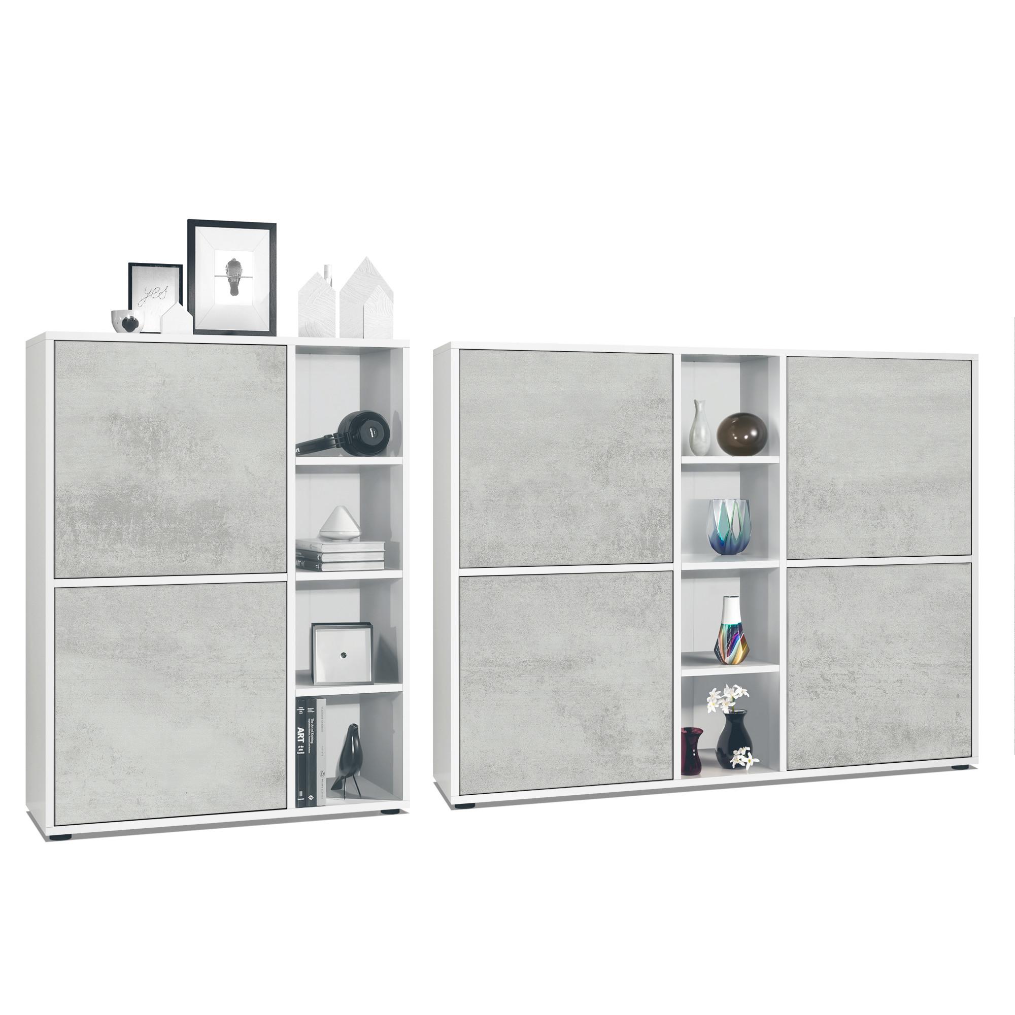 WOHNZIMMERSET Miami Beton Oxid Optik - Hellgrau, Holzwerkstoff (214.5/105.5/35.5cm) - Vladon