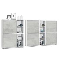 WOHNZIMMERSET Miami Beton Oxid Optik - Hellgrau, Holzwerkstoff (214.5/105.5/35.5cm) - Vladon