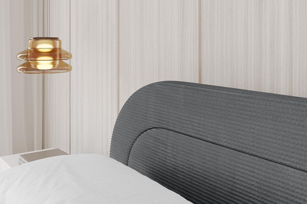 POLSTERBETT mit Bettkasten, Fußteil und Lattenrost, Boxbett ohne Matratze - LERIS-v1-Z 180x200 Dunkelgrau - Anthrazit, Holzwerkstoff/Textil (180/200cm) - ALTDECOR
