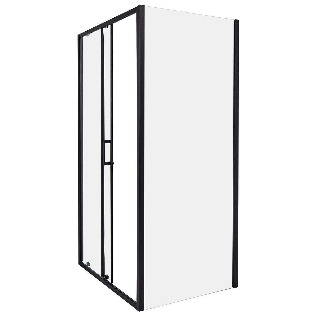 DUSCHKABINE 80/100/185 cm Schwarz Yoro - Transparent/Schwarz, Glas (80/100/185cm) - Beliani
