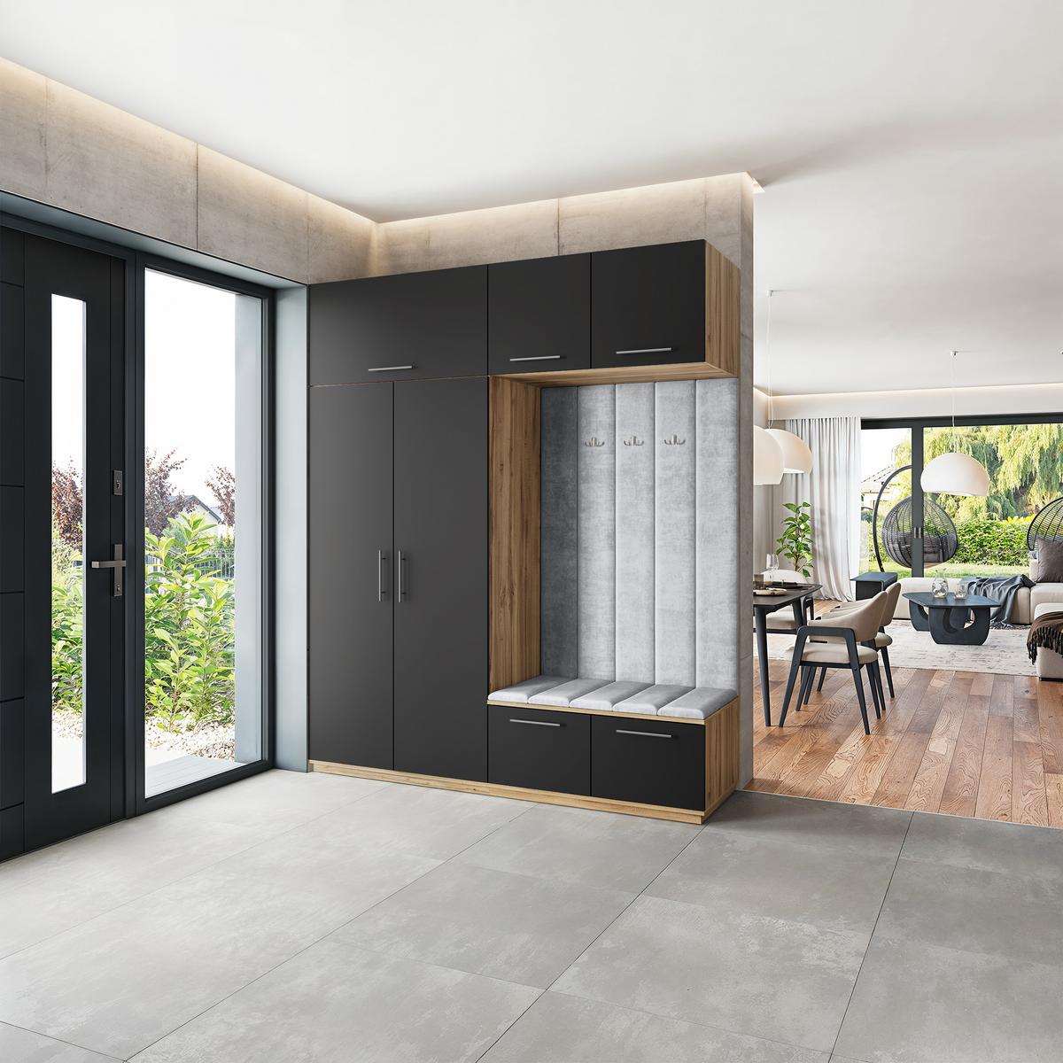GARDEROBENSCHRANK REMA 200/240/60 cm Modern Eiche Wotan - Eiche Wotan/Hellgrau, Holzwerkstoff (200/240/60cm) - MASSENO