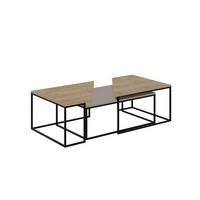 SET 3 Couchtische mit Metallfüßen - TITAN - Taupe, Holzwerkstoff (110/70/42cm) - Calicosy