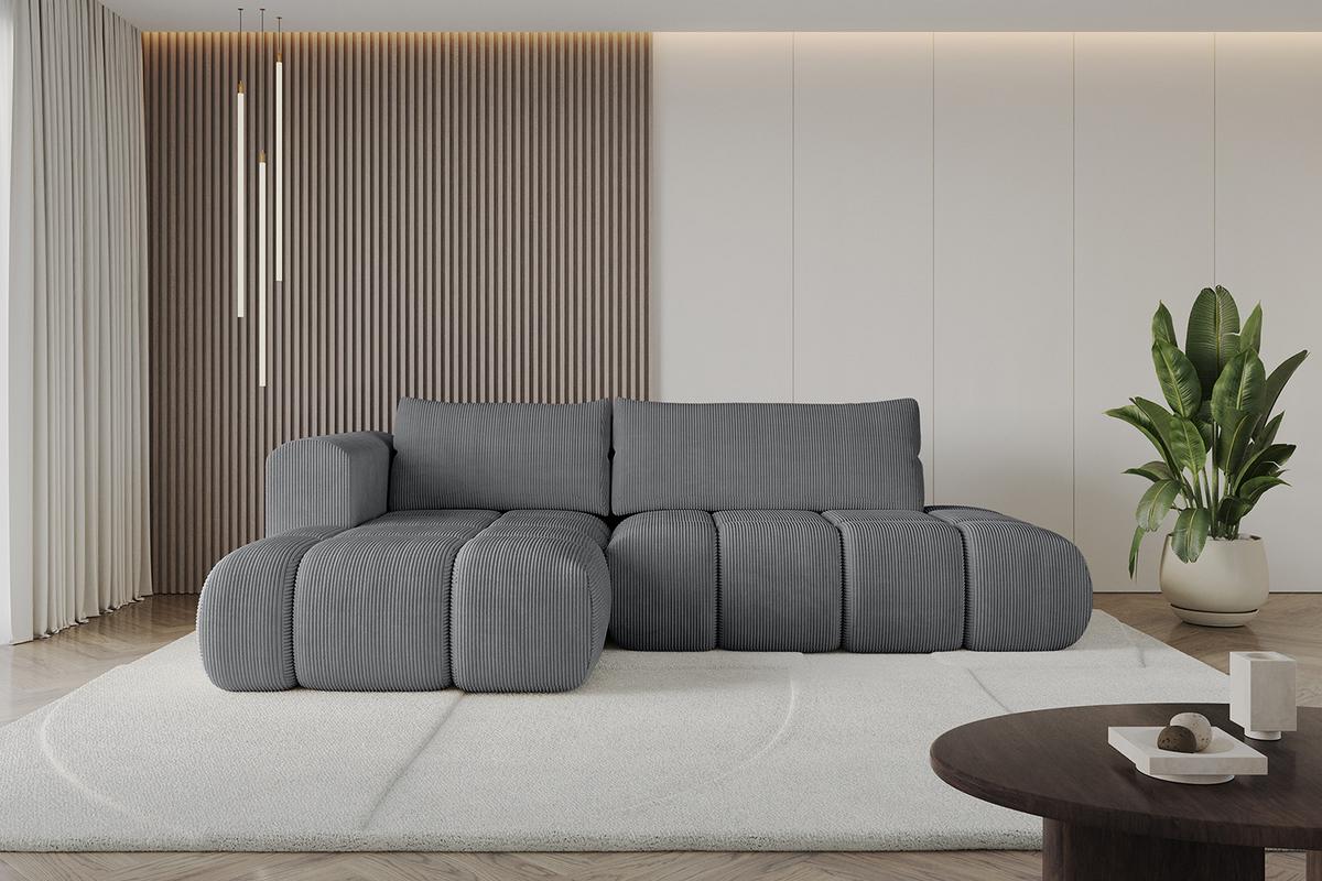 ECKSOFA Ottomane Links CLOUD-L 280x185x90 Dunkelgrau Cord - Dunkelgrau, Holzwerkstoff/Kunststoff (180/289cm) - ALTDECOR