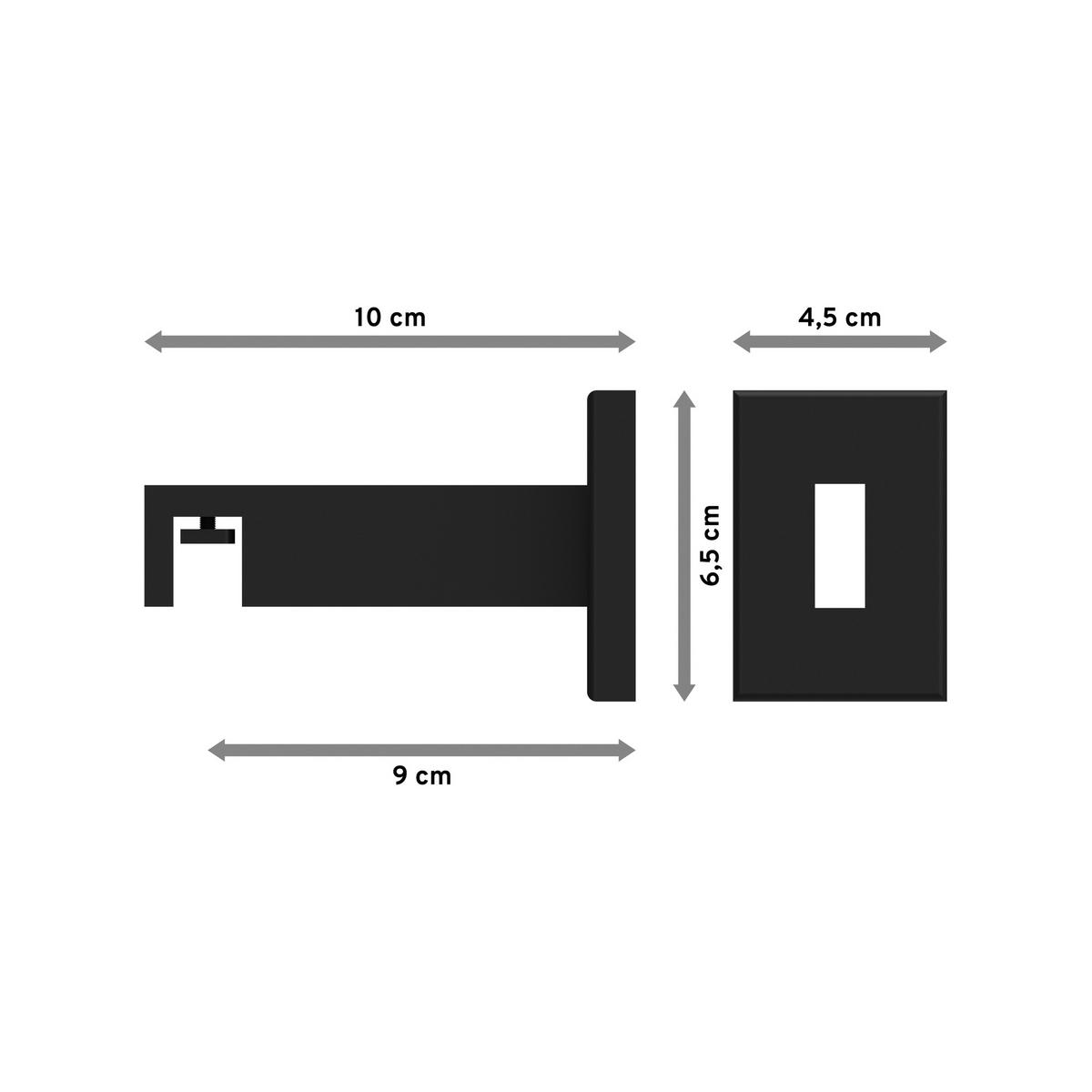 TRÄGER FÜR GARDINENSTANGEN INNENLAUF 14x35 mm, Smartline 1-läufig, Schwarz - Schwarz, Metall (10/6.5/4.5cm) - INTERDECO