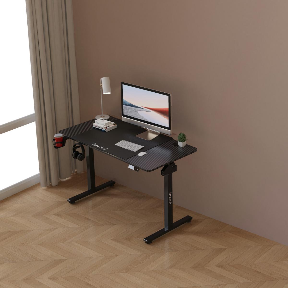 VERSTELLBARER TISCH Stryn - Schwarz Hochglanz, Holzwerkstoff/Metall (60/120/117cm) - pro.tec
