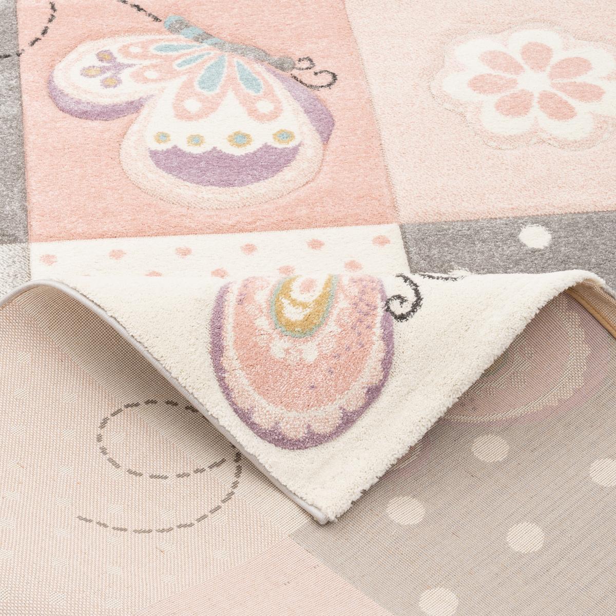 KINDER TEPPICH MAUI KIDS KARO HERZEN - Rosa, Textil (140/200cm) - Pergamon