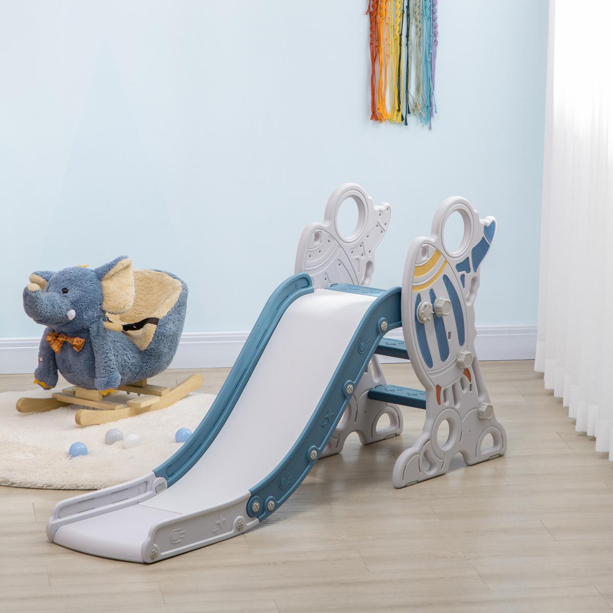 KINDERRUTSCHE für Kinder von 1,5 bis 3 Jahren mit Raketen-Design - Blau, Kunststoff (46.5/80/157cm) - AIYAPLAY