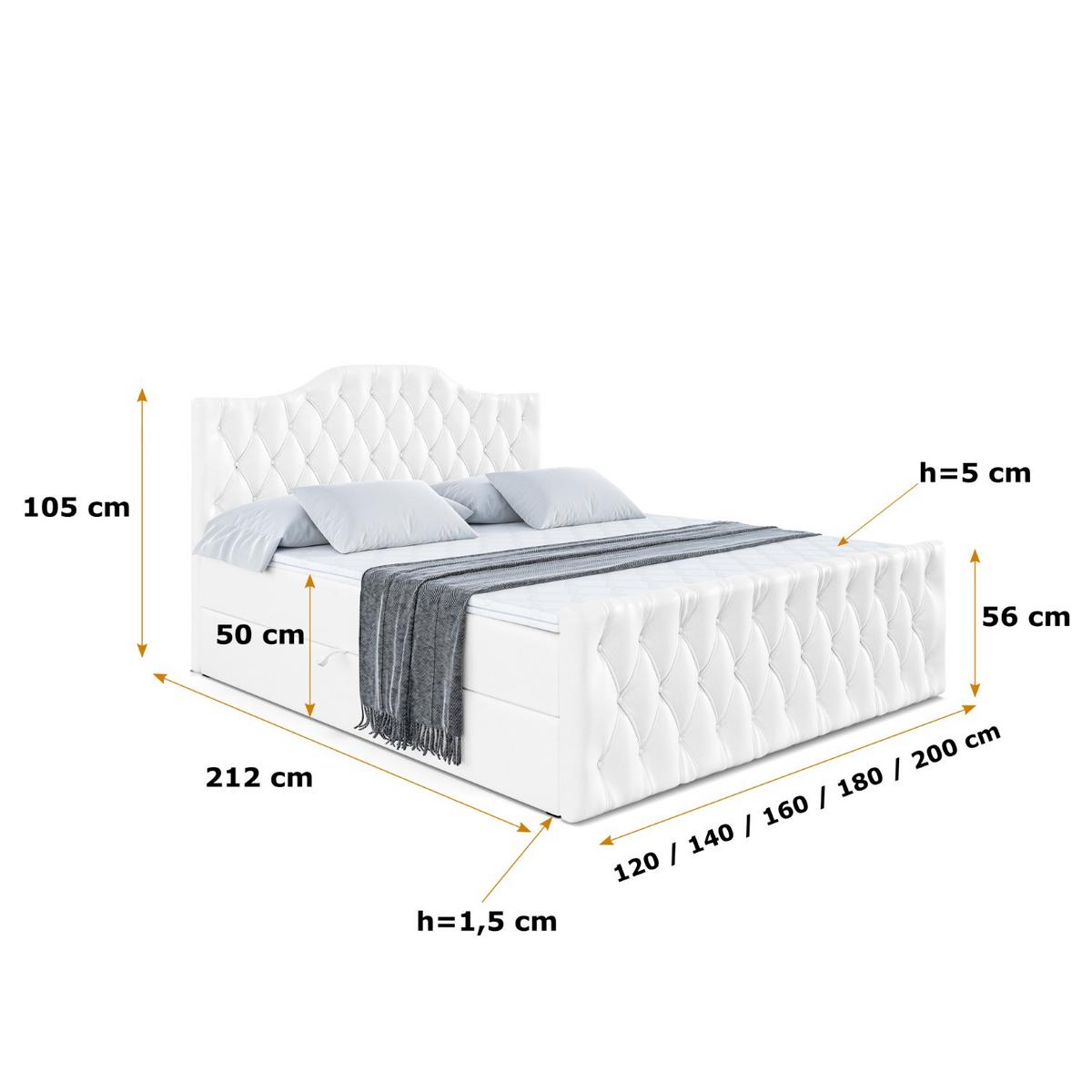BOXBETT VILA-1-Z - 140x200 cm - H4 - Weiß Hochglanz - Weiß Hochglanz, Holzwerkstoff (140/200cm) - ALTDECOR