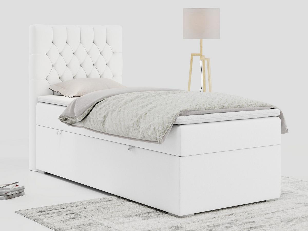 BOXBETT PERA 90/200 Weiß Kunstleder - H4 - Links Seite - Weiß, Holz/Textil (90/200cm) - MKS