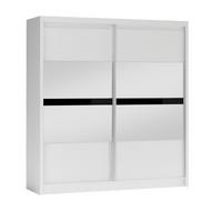 SCHWEBETÜRENSCHRANK RAKAN 203/215/61 cm 2-türig mit Spiegel Weiß - Schwarz/Weiß, Holzwerkstoff (203/215/61cm) - MASSENO