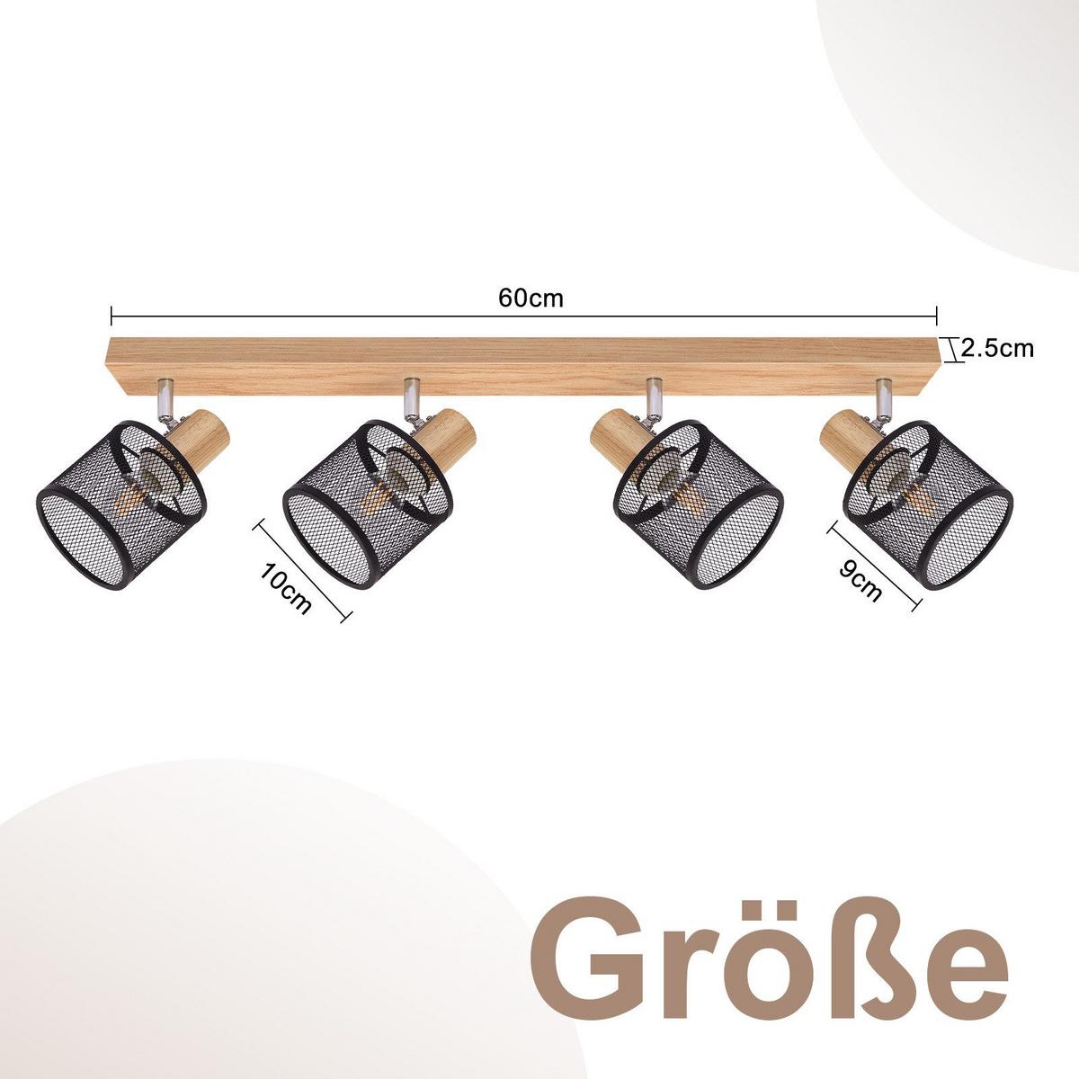 DECKENSTRAHLER Gisela 4-flammig 60/10/14 cm - Schwarz, Metall (60/10/14cm) - Nettlife