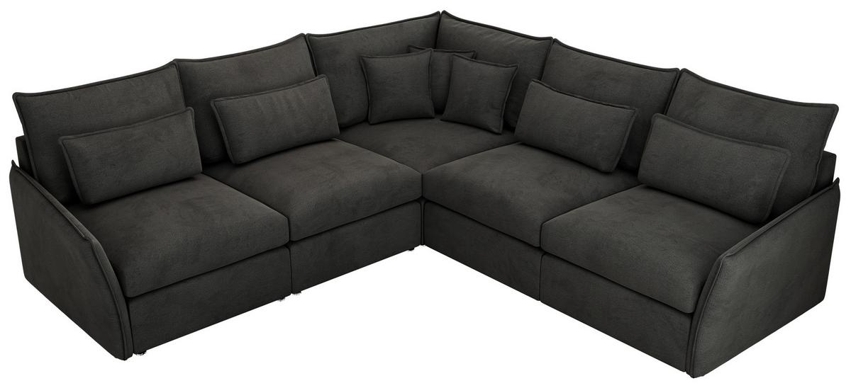 ECKSOFA VERSO L Dunkelgrau Velvet - Dunkelgrau/Schwarz, Kunststoff/Textil (270/270cm) - MKS