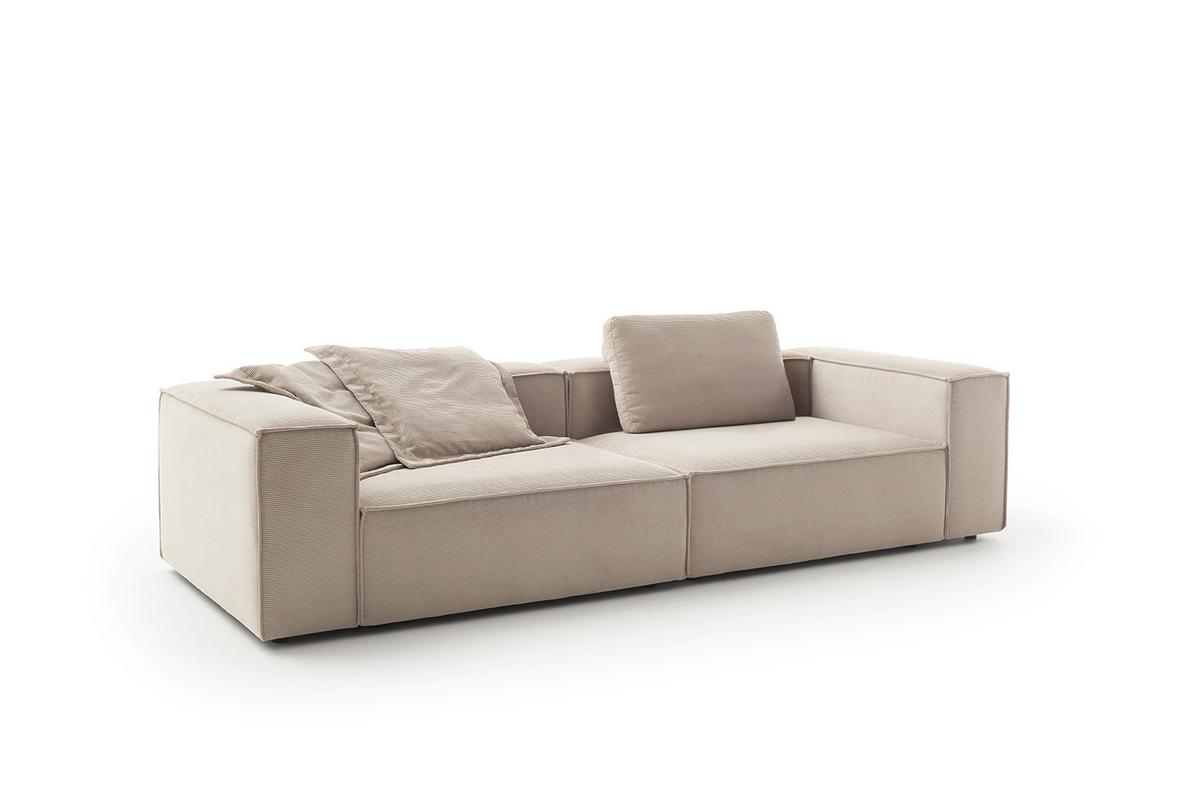 SOFA CARMO Beige Cord - Beige/Schwarz, Kunststoff/Textil (306/68/118cm) - KAWOLA