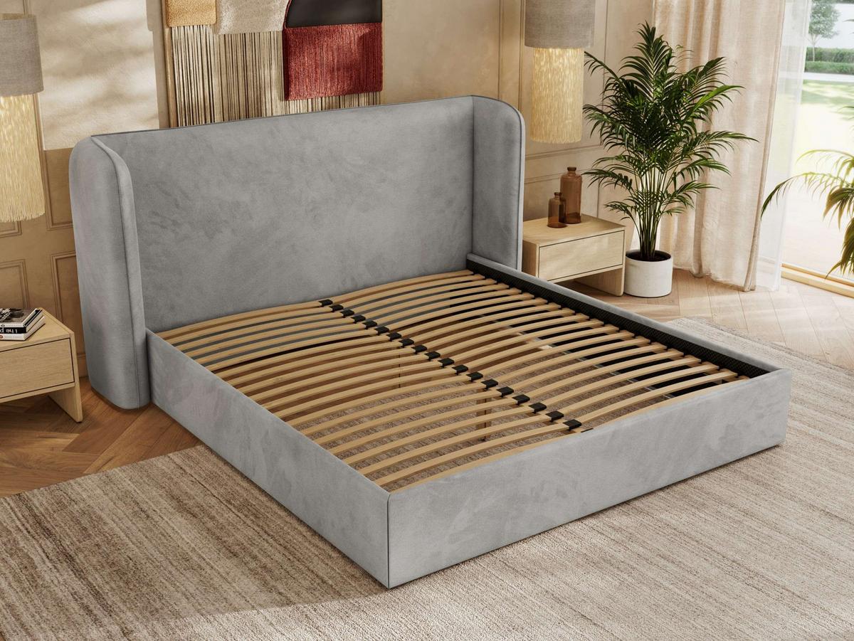POLSTERBETT EMORA CLASSIC 140/200 - Hellgrau Velvet - Multipocket-Matratze - Hellgrau, Textil (140/200cm) - MKS