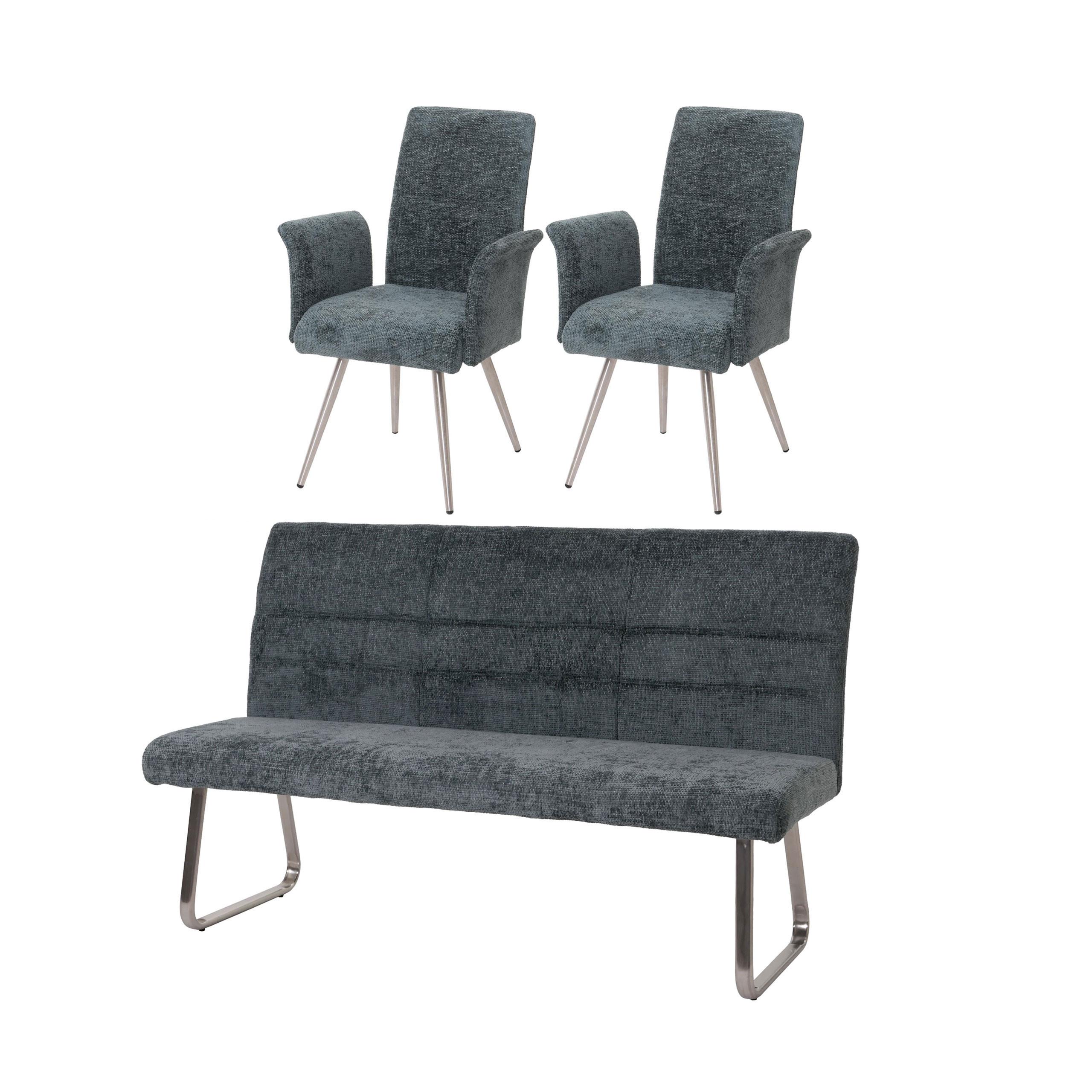 ESSZIMMER-SET Blau 3er-Set - Blau, Textil (180/99/65cm) - MCW